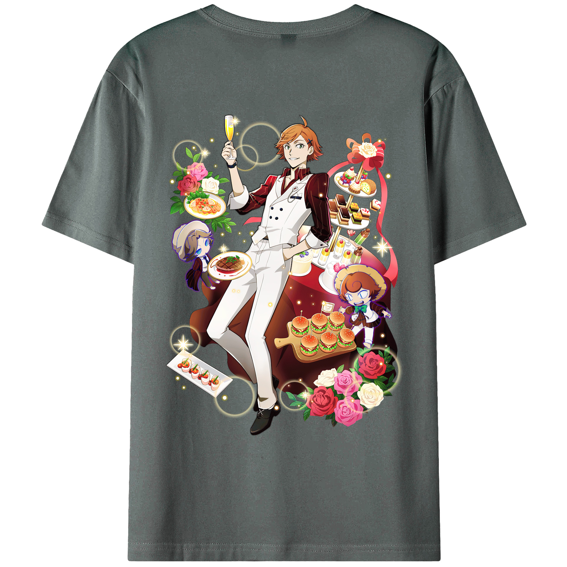 （画像用） 文豪ストレイドッグス Bungo Stray Dogs 綿100％ メンズ半袖Tシャツ（バックプリント） 通気性